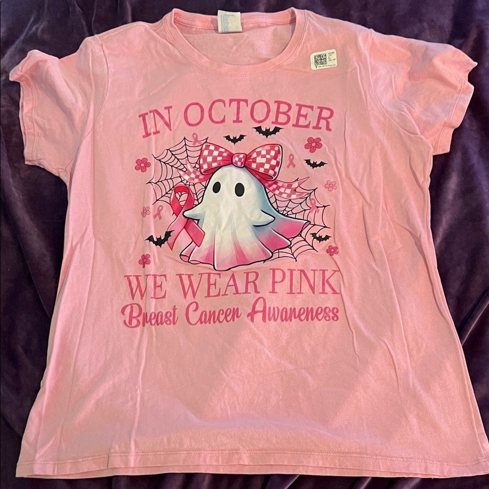 Pink Breast Cancer Awareness October T-Shirt (Ladies L)